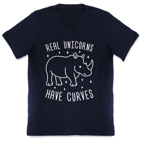 Real Unicorns Have Curves (Rhino) V-Neck